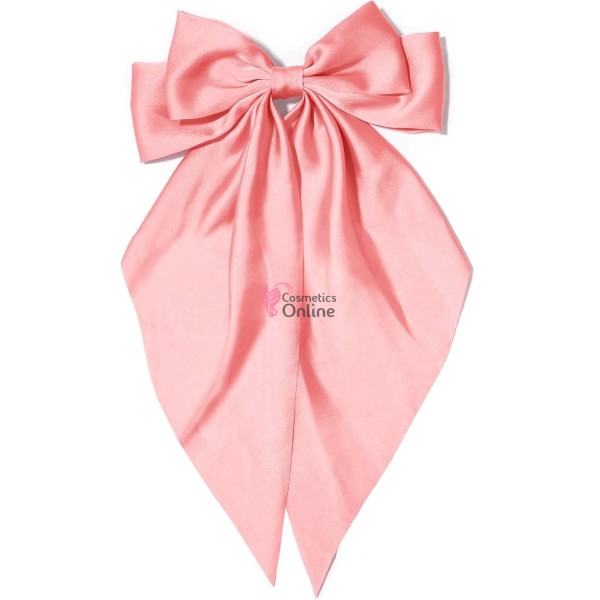 Accesoriu pentru decor par cu Fundita din satin si clema metalica TRD043II Roz-Piersica